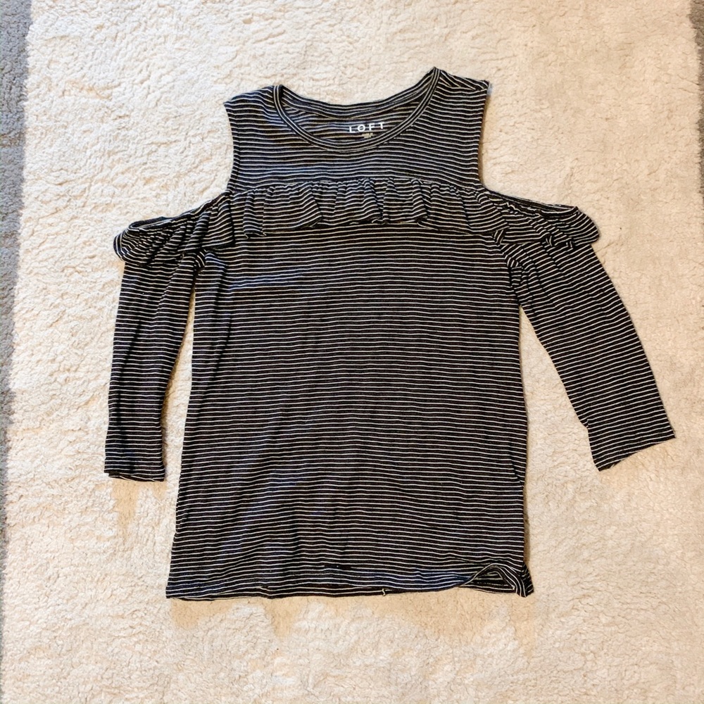 Loft striped cold shoulder blouse